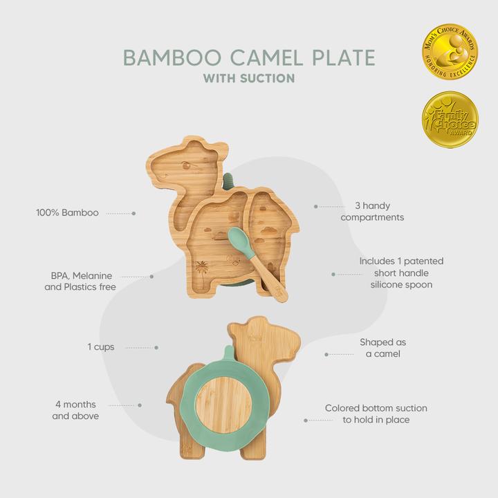 Actual product image Citron Bamboo Plate Camel with suction cup