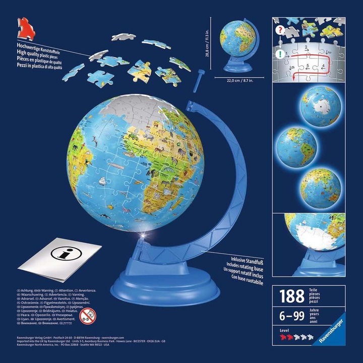Produktbild Ravensburger Kinderglobus mit Licht (180 Teile)