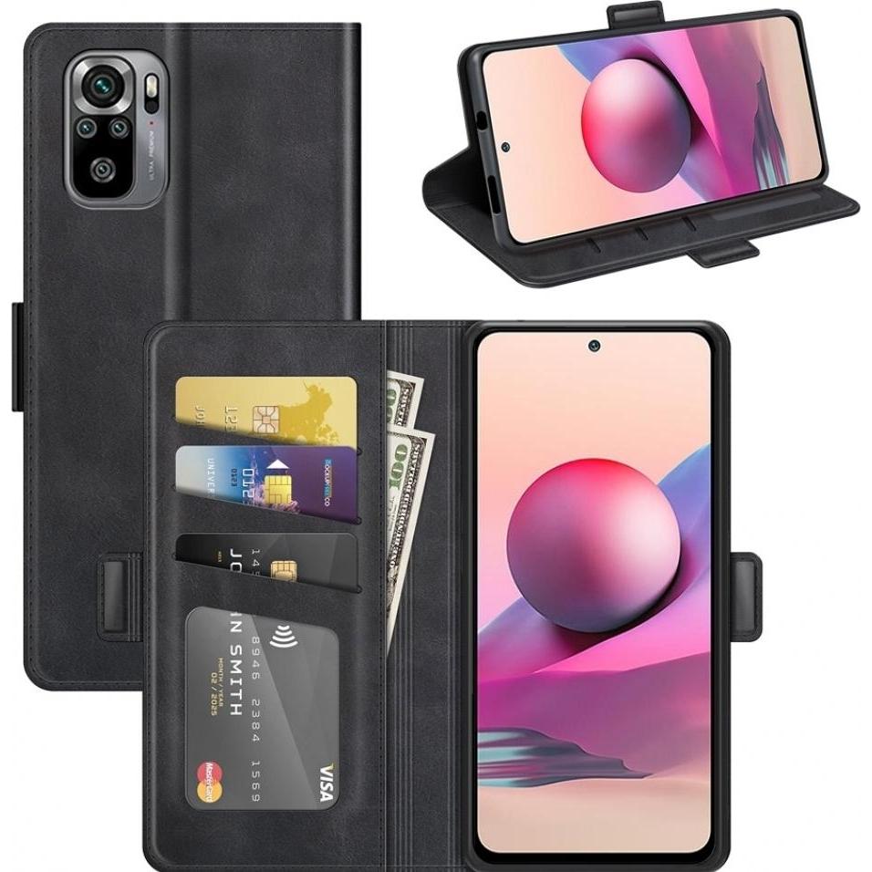 Screenguard Xiaomi Redmi Note 10S CardLounge Lederhülle (Xiaomi Redmi Note 10S), Smartphone Hülle, Schwarz