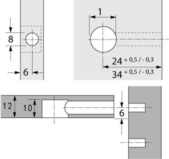 Actual product image Hettich Eccentric connecting fitting Rastex 15, for 12 mm shelves (Connection fitting, 1 pcs.)