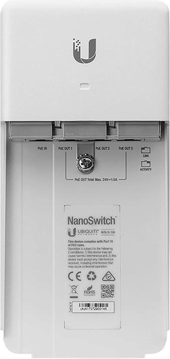 Productafbeelding Ubiquiti N-SW: Outdoor 24V passieve PoE schakelaar (4 Havens)