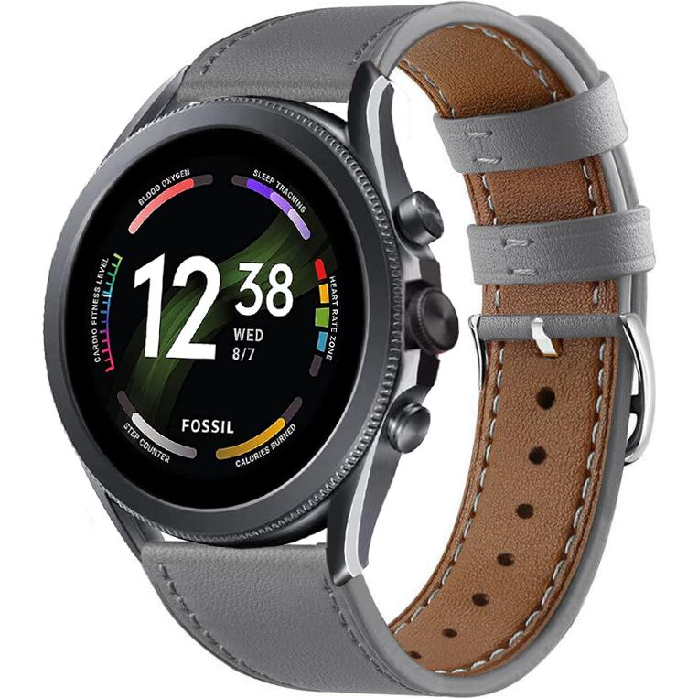 Thumbnail - Strap-it Armband (22 mm, Leder), Uhrenarmband, Grau