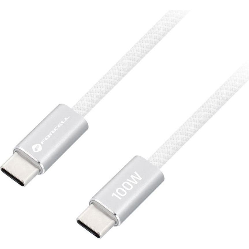 Forcell Cable Cable USB C to USB C F-Energy QC4.0 PD 5A 100W Cafule Color 1,2 m ACYH23 white (1.20 m, 100 W), Cavo USB