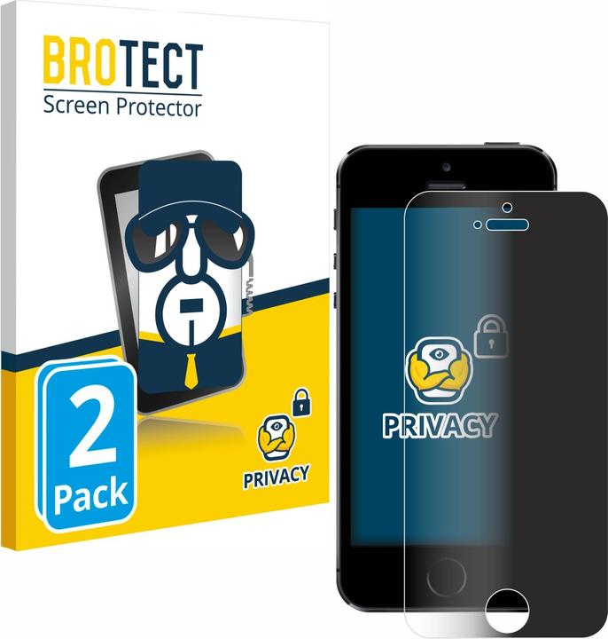 BROTECT Sichtschutzfolie Anti-Spy Privacy Folie Blaulicht-Schutz (2 Stück, Apple iPhone 5s)