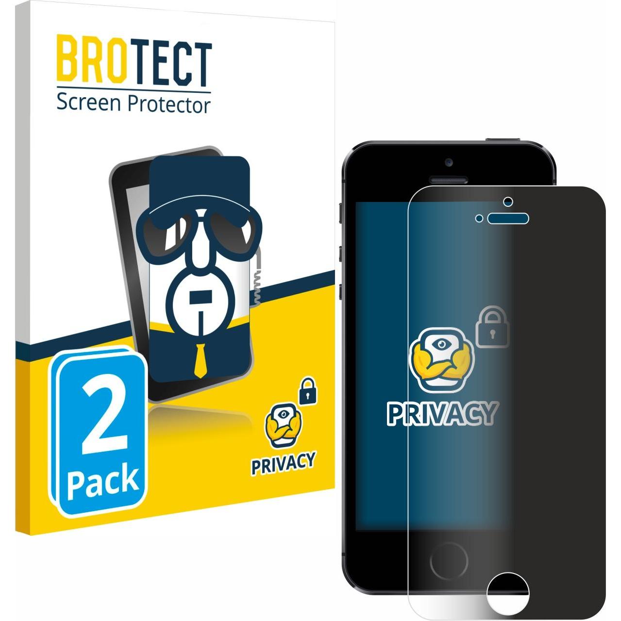 BROTECT Sichtschutzfolie Anti-Spy Privacy Folie Blaulicht-Schutz (2 Stück, Apple iPhone 5s), Smartphone Schutzfolie, Bla...