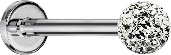 Produktbild Star Piercing Micro Labret silber mit Kristallkugel silber und Epoxy Schutzschicht (Titan G23, ohne Messing)