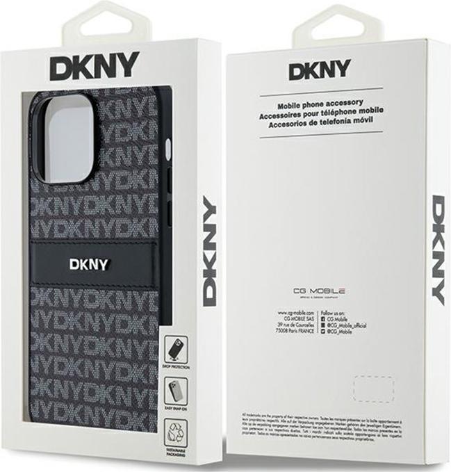 Actual product image DKNY DKHCP14XPRTHSLK iPhone 14 Pro Max 6.7" czarny/black hardcase Leather Mono Stripe & Metal Logo (Apple iPhone 14 Pro Max)