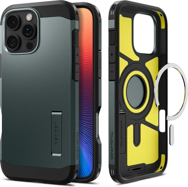 Productafbeelding Spigen Tough Armor MAG iPhone 16 Pro MagSafe afgrond groen/zielony ACS08148 (Apple iPhone 16 Pro)