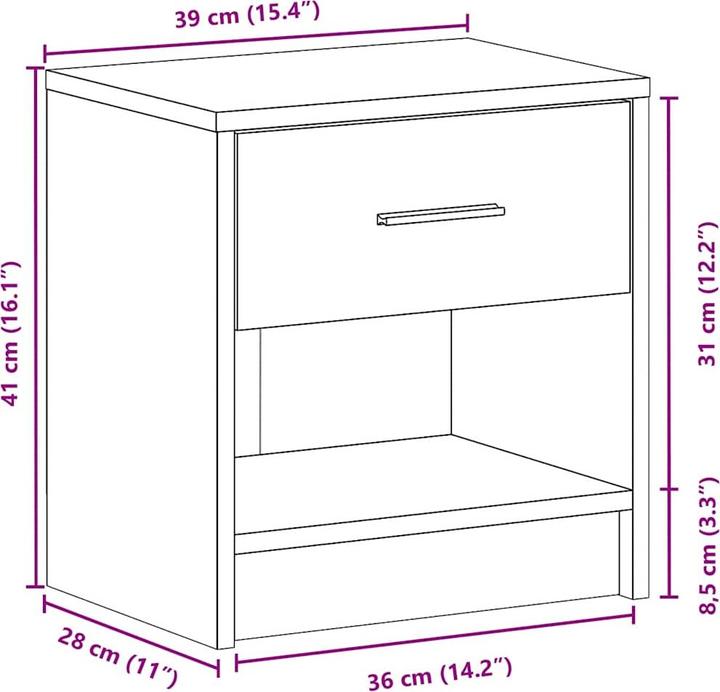 Actual product image vidaXL Nachttisch (39 x 28 x 41 cm)