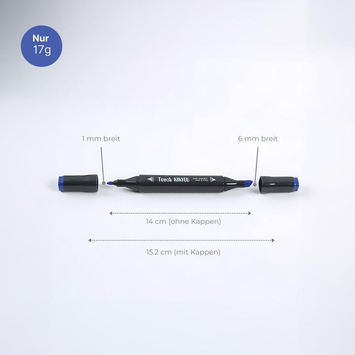 Produktbild Hermex 80-tlg. Set Doppelseitige Stifte Twin Marker Dual Marker Doppelspitz-Filzstifte (Lila, Gelb, Schwarz, Grün, Blau, Orange, Rot, Braun und weitere bunte Töne, 6 mm, 80 x)