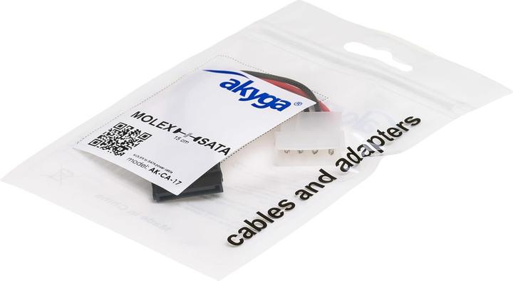 Produktbild Akyga AK-CA-17, 0,15 m, Molex (4-pin), SATA 15-Pin, 70 mm, 110 mm, 1 cm