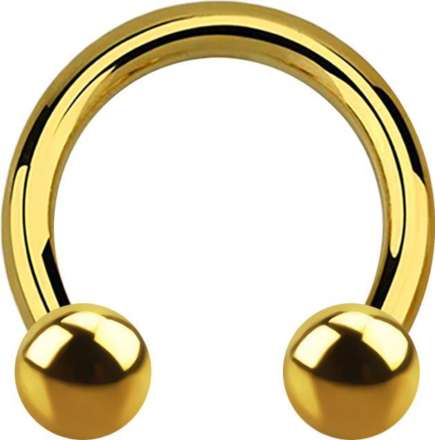 Actual product image Star Piercing Circular Barbell internal thread gold plated with two balls (without brass, Surgical steel 316L)