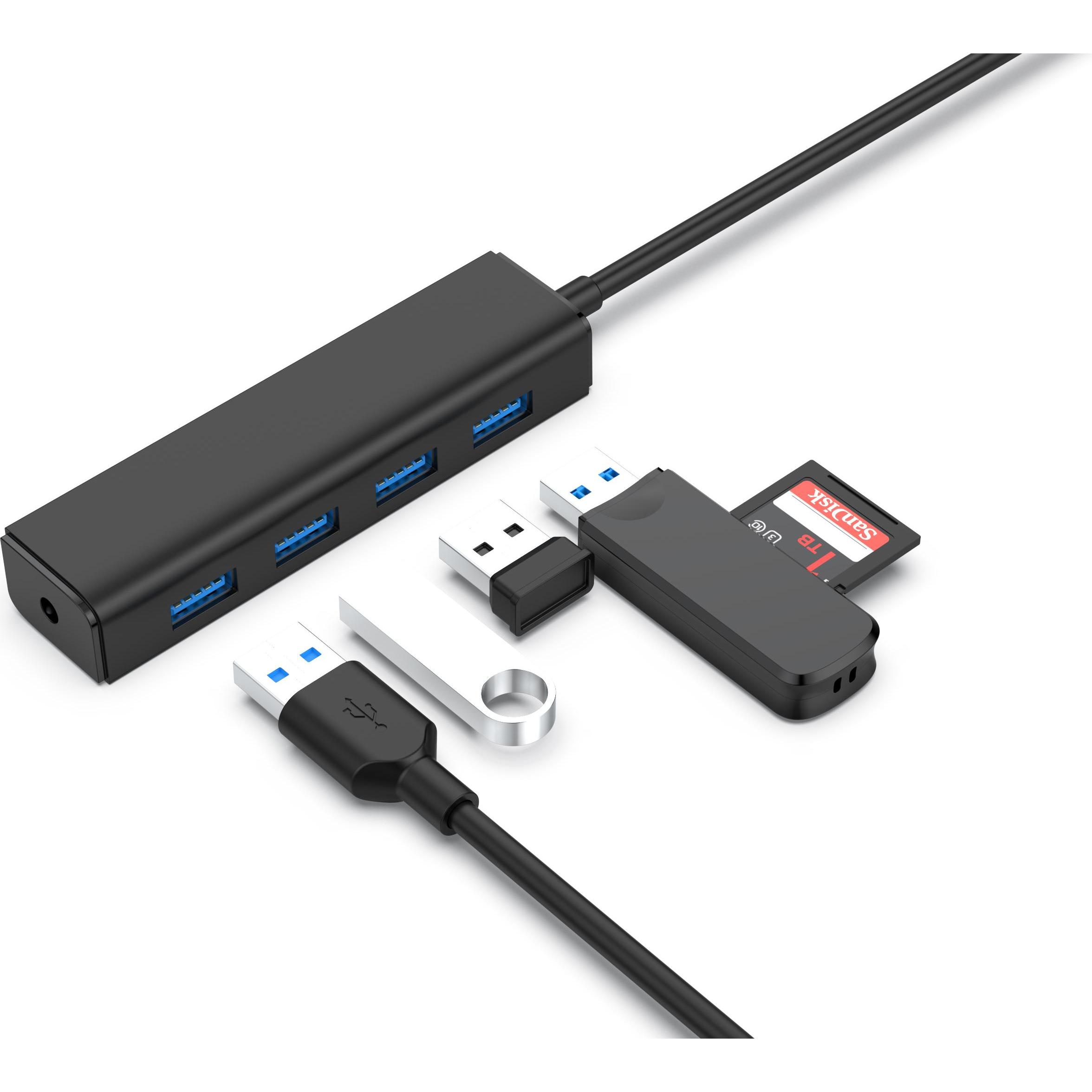Thumbnail - Conceptronic C4PUSB3 (USB-C, 4 Ports), Dockingstation + USB Hub, Schwarz
