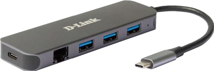 Produktbild D-Link DUB-2334, USB Type-C, RJ-45, USB 3.2 Gen 1 (3.1 Gen 1) Type-A, USB Type-C, 5000 Mbit/s, Grey (USB-C, 5 Ports)