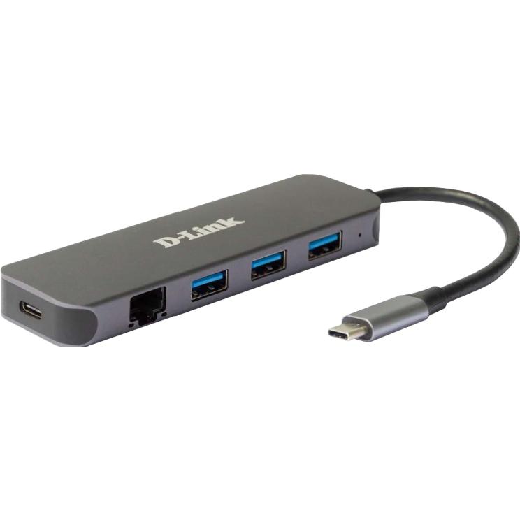 Thumbnail - D-Link DUB-2334, USB Type-C, RJ-45, USB 3.2 Gen 1 (3.1 Gen 1) Type-A, USB Type-C, 5000 Mbit/s, Grey (USB-C, 5 Ports), Do...