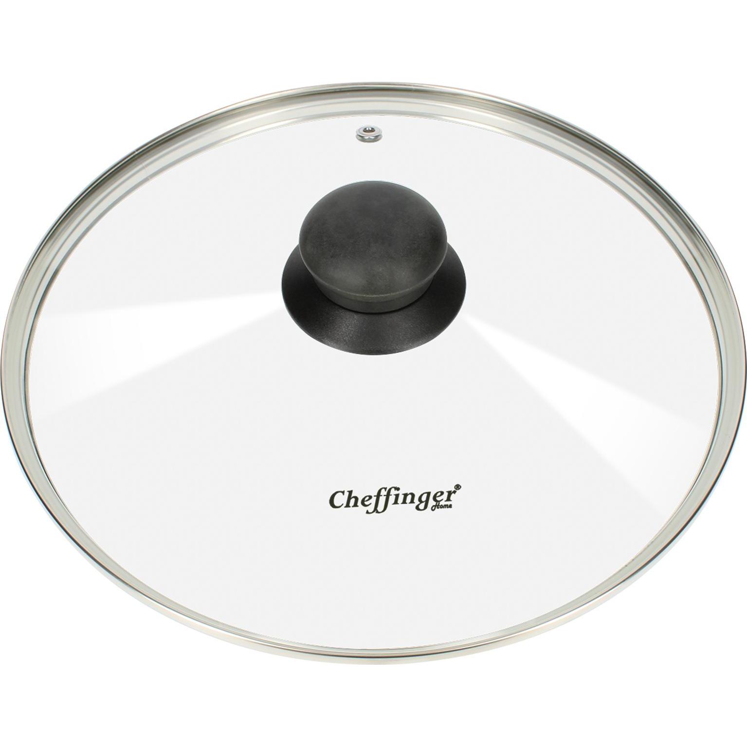 Cheffinger 20 cm Topfdeckel aus hochfestem Glas mit Griff aus Bakelit, Zubehör Kochgeschirr, Transparent