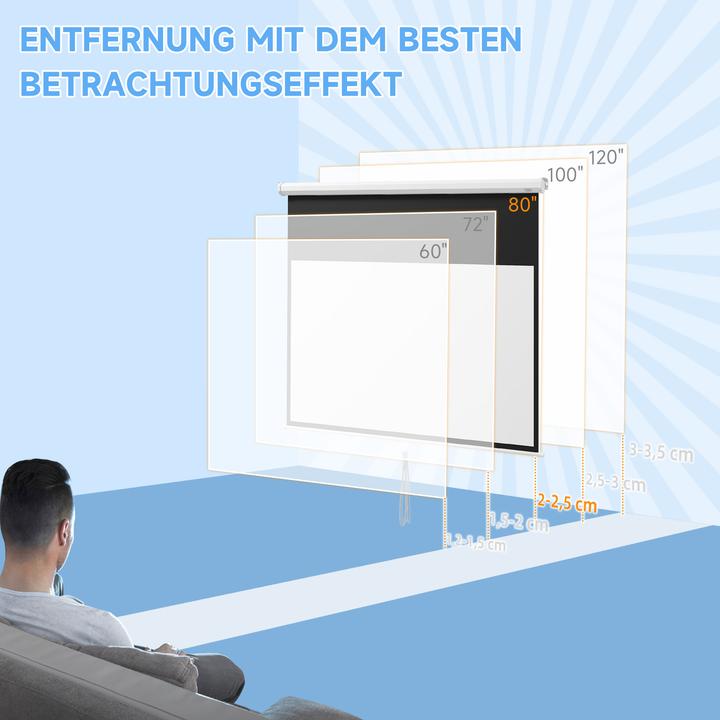 Actual product image Homcom Beamer-Leinwand Kunststoff, Metall Weiss (80", 16:9)