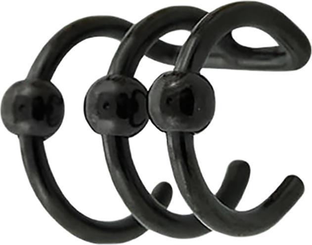 Produktbild Star Piercing Fake Ear Cuff schwarz mit 3 Ringen und Kugel (ohne Messing, Chirurgenstahl 316L)