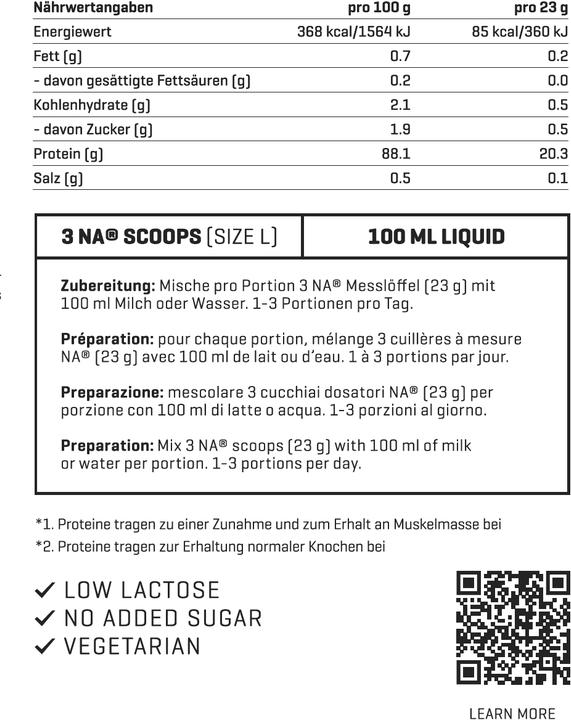 Nährwerte und Zutaten Nutriathletic Whey Protein Isolate (800 g, 1x, Erdbeere)