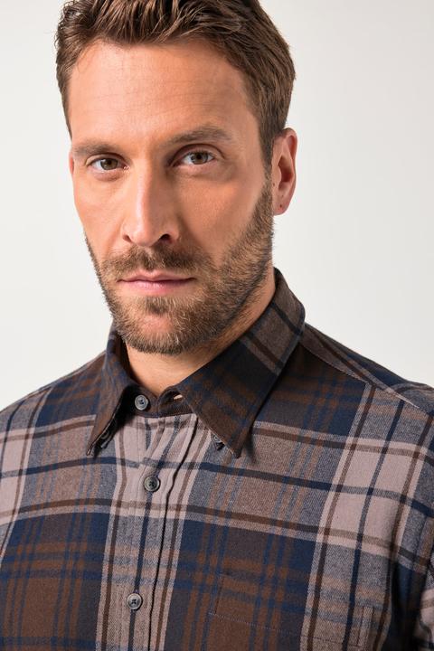 Produktbild JP1880 Karo-Flanellhemd, Langarm, verdeckter Buttondown-Kragen, Modern Fit (5XL)