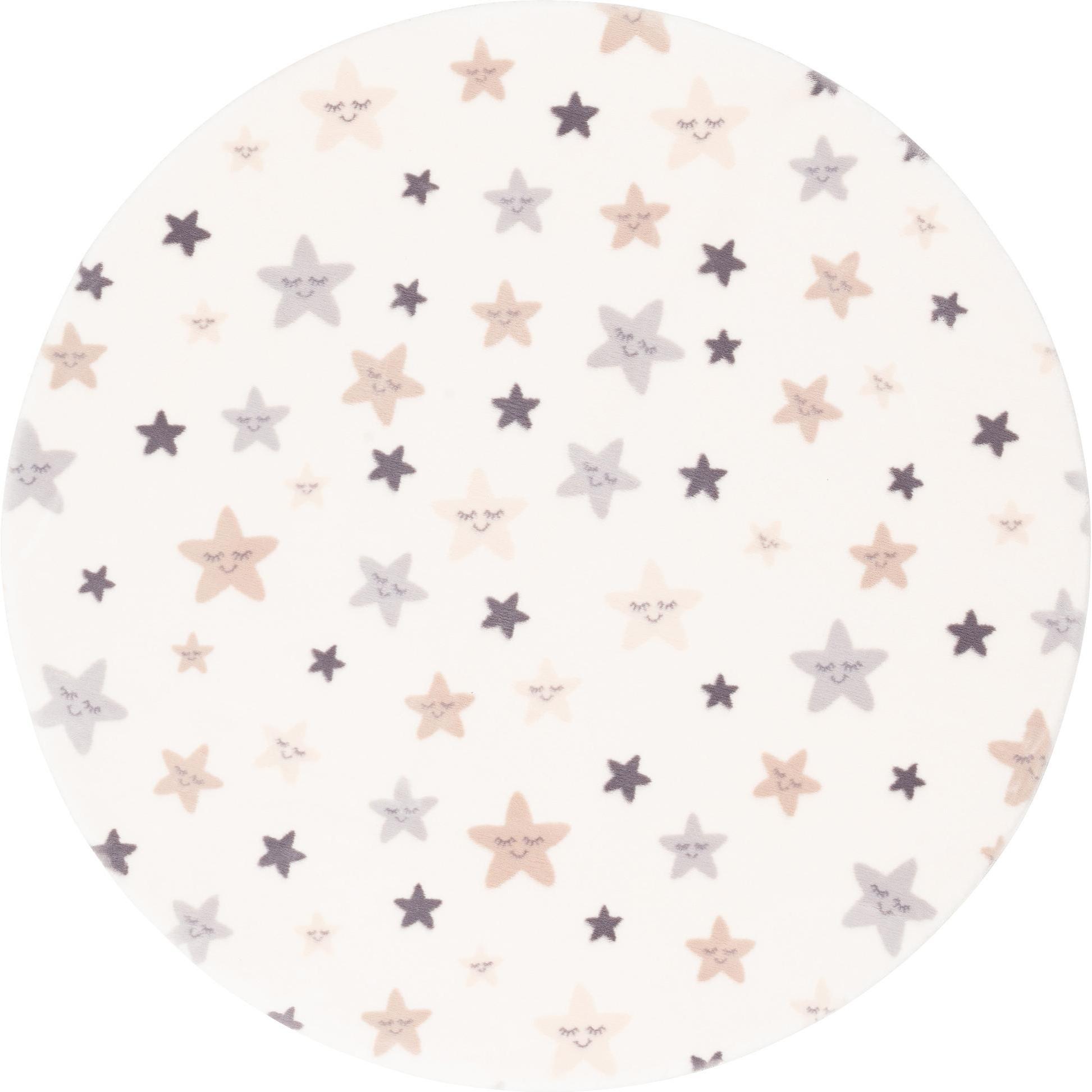 Pergamon, Kinderteppich, Super Soft Fellteppich Pearl Kids Sterne Rund (160 x 160 cm)