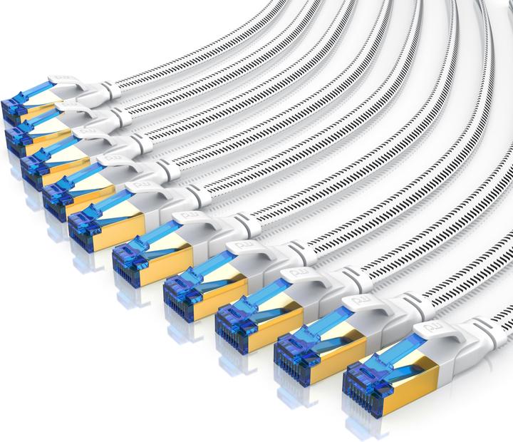 Produktbild Primewire 10x LAN-Kabel, CAT.8, RJ-45 (Ethernet), Patchkabel flach CAT 8, Flachband Netzwerkkabel - 0,5m (U/FTP, CAT8.1, 0.50 m)