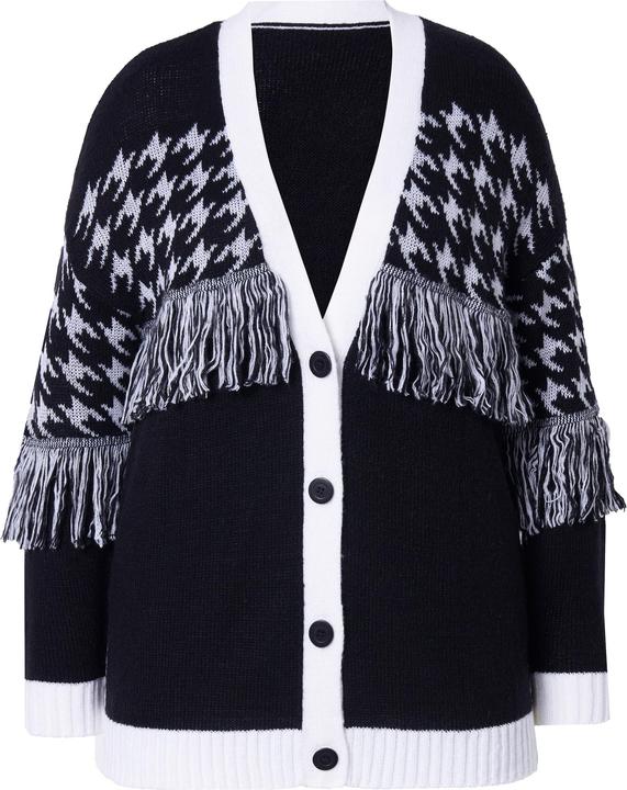 Immagine prodotto Angel of Style Strickjacke, oversized, Hahnentritt, Fransen, Langarm (46, 48)