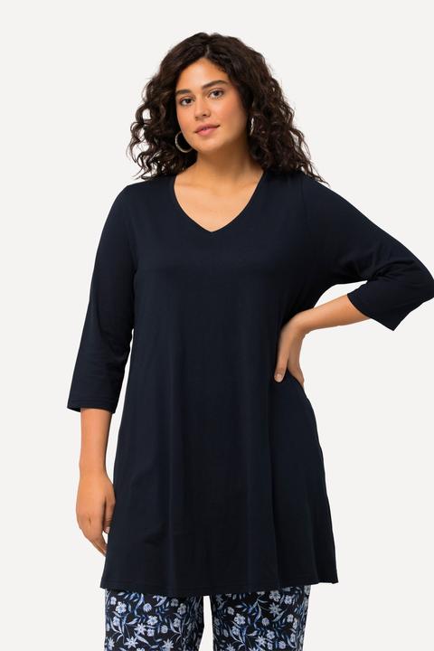 Immagine prodotto Ulla Popken Maglia lunga con scollo a V, maniche a 3/4 e taglio svasato (68)