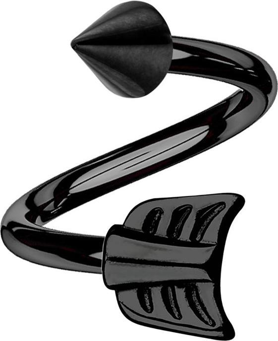 Produktbild Star Piercing Micro Spirale schwarz mit Cone und Pfeil (ohne Messing, Chirurgenstahl 316L)