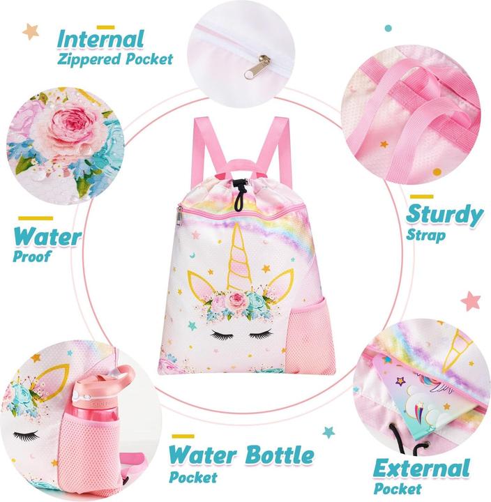 Produktbild Only-Bags.Store Rucksack Kinder - Wasserdichte Turnbeutel String Rucksack Sport Schule Strand Reisen Schwimmen