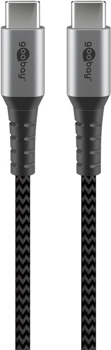 Actual product image Goobay USB-C cable, textile, metal plug, extra robust (0.50 m, USB 2.0)