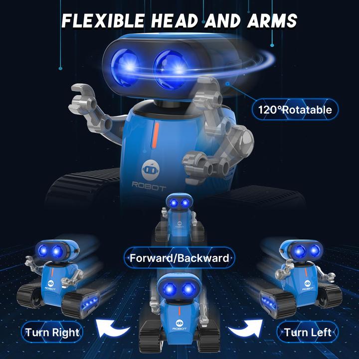 Produktbild Activity Board Roboter Kinderspielzeug, wiederaufladbarer ferngesteuerter Roboter mit Lichteffekten, LED-Augen