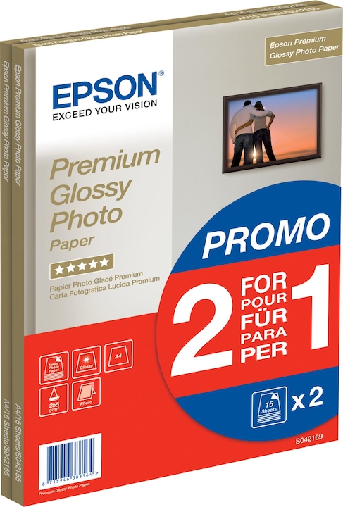 Actual product image Epson Premium Glossy (255 g/m², A4, 30 x)