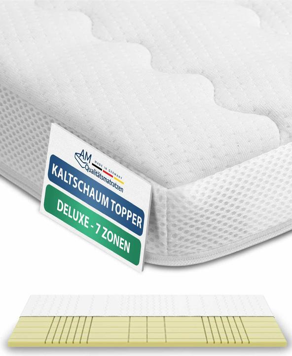 Produktbild AM Qualitätsmatratzen 3D Deluxe 7-Zonen Kaltschaum Topper, Lyocell Bezug (80 x 200 cm)