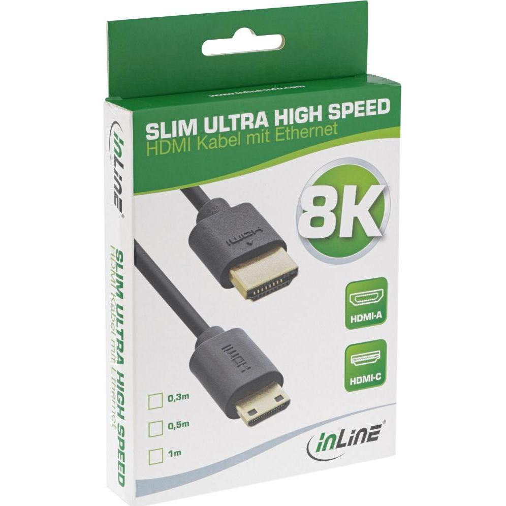 Thumbnail - InLine Slim Ultra High Speed HDMI Kabel (0.50 m, HDMI), Video Kabel