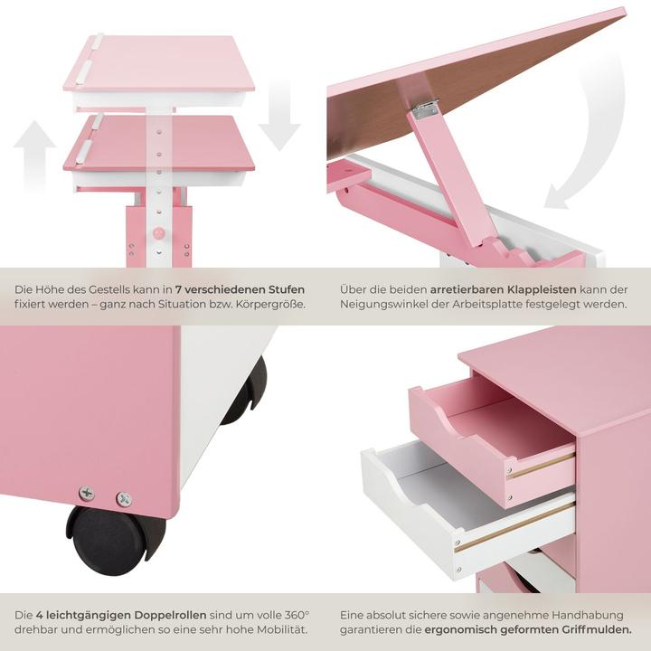 Produktbild tectake Kinderschreibtisch und Rollcontainer (109 x 55 x 94 cm)