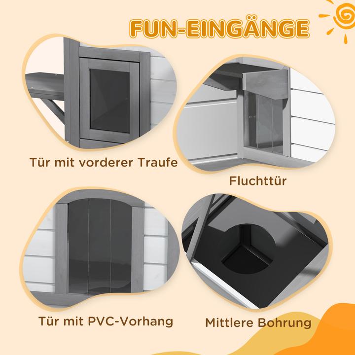 Immagine prodotto PawHut Katzenhaus Tannenholz Hellgrau+Weiss (Gatto)