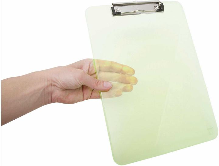 Actual product image Maul Clipboard neon, DIN A4, transparent-yellow plastic, flat, nickel-plated bracket clip (22.60 x 31.80 cm)