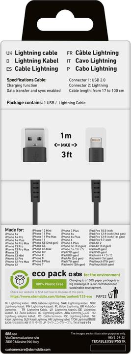 Produktbild SBS USB A — Lightning (1 m, USB 2.0)