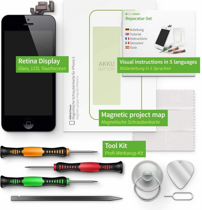Actual product image Giga Fixxoo iPhone 5 Display Complete Set (Display, iphone 5)