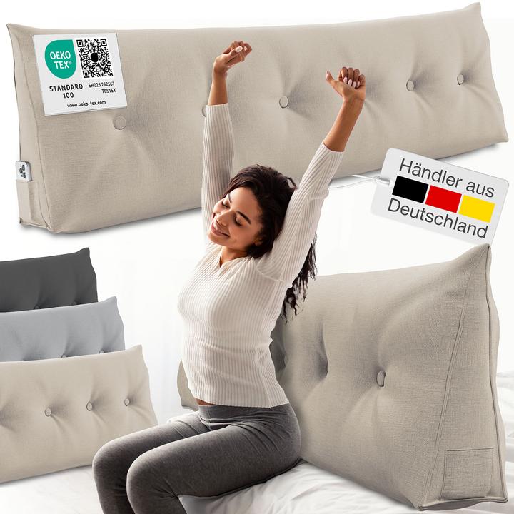 Aktivshop Bett- und Rückenstützkissen >Sand< 180cm (100 x 20 x 50 cm)