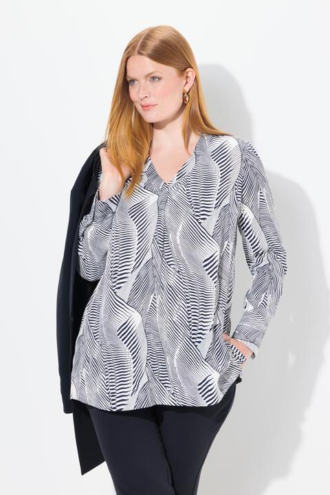 Actual product image Ulla Popken Graphic Long Sleeve Satin Blouse (46, 48)