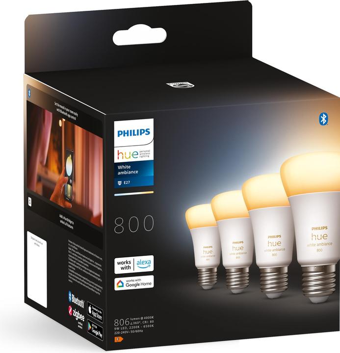 Produktbild Philips Hue White Ambiance (E27, 6 W, 570 lm, 4 x, F)