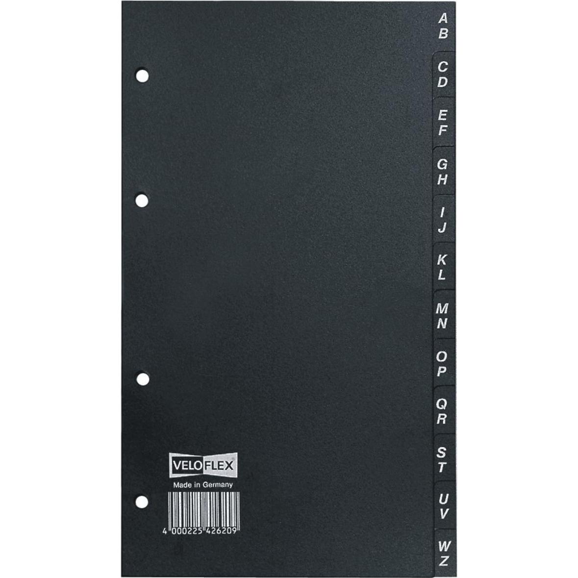 Veloflex, Ordner Zubehör, Register 210x108+12mm 12-teilig schwarz