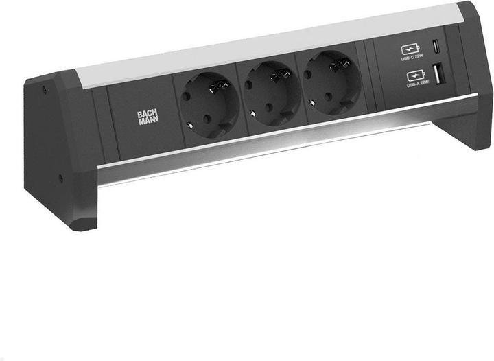 Immagine prodotto Bachmann DESK 1 3x presa con caricatore USB A/C (902.1667) (5x, CEE 7/3)