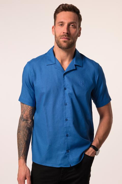 Immagine prodotto JP1880 Camicia di misto lino con vestibilità moderna, colletto alla cubana e mezze maniche (XL)