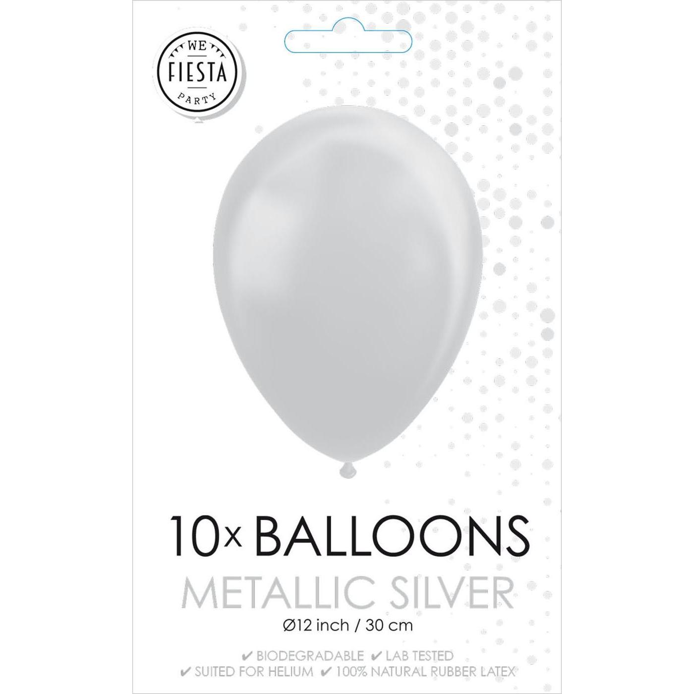 Thumbnail - Globos Luftballons Metallic Silber 30cm, 10Stk.