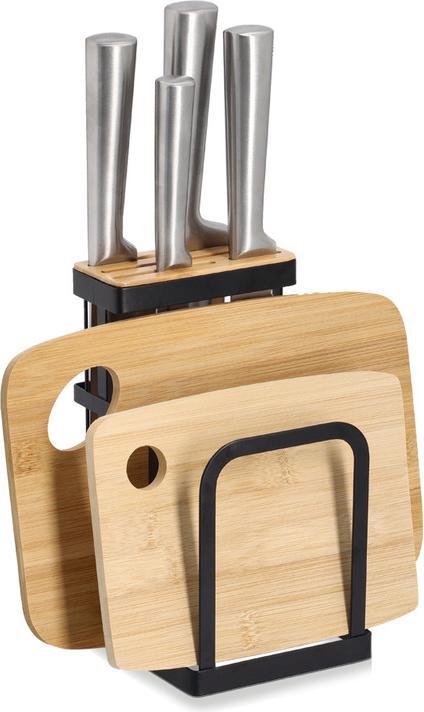 Produktbild Zeller Present Messerblock mit Brettchenständer Metall Bambus 12x14x22 cm