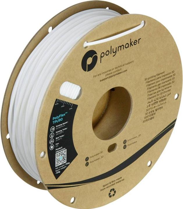 Produktbild Polymaker PolyFlex TPU-90A Weiss 2,85 mm 750g (TPU, 2.85 mm, 750 g)