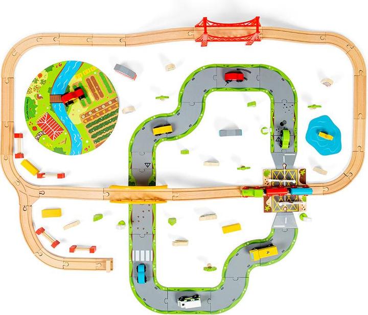 Produktbild Bigjigs Strasse & Schiene Zug Set